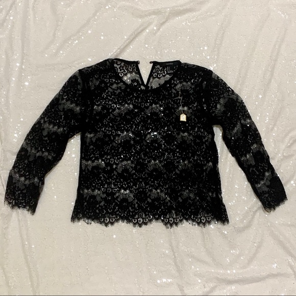 Black lace long sleeve blouse - Picture 1 of 2